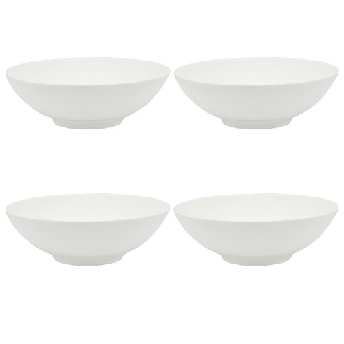 4PK Ecology Fine Bone China Canvas Ramen Bowl 24.5cm White