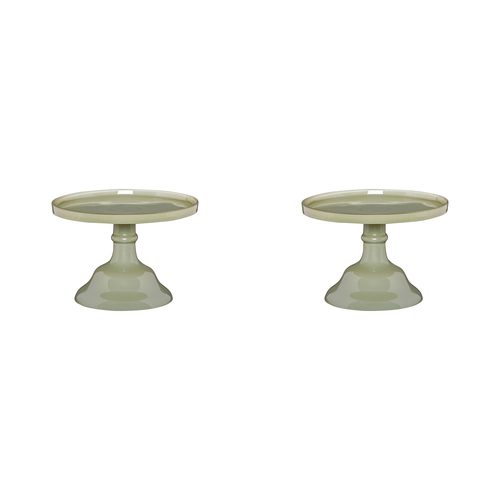 2PK Ecology Glass Torte Cake Stand Dessert Display 19x13cm Sage Green