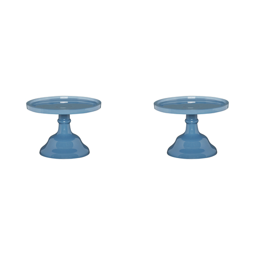 2PK Ecology Glass Torte Cake Stand Dessert Display 19x13cm Storm Blue