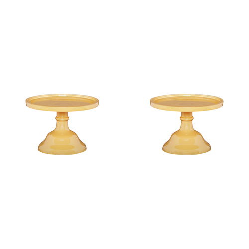 2PK Ecology Glass Torte Cake Stand Dessert Display 19x13cm Honey Yellow