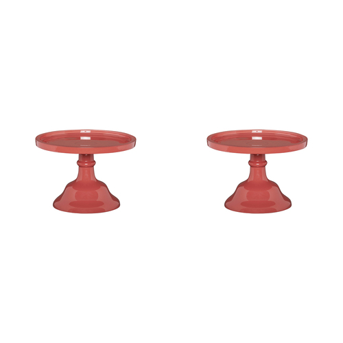 2PK Ecology Glass Torte Cake Stand Dessert Display 19x13cm Lobster Red