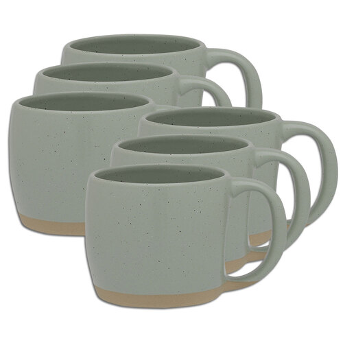6PK Ecology Curve 360ml Stoneware Coffee Mug Round - Moss