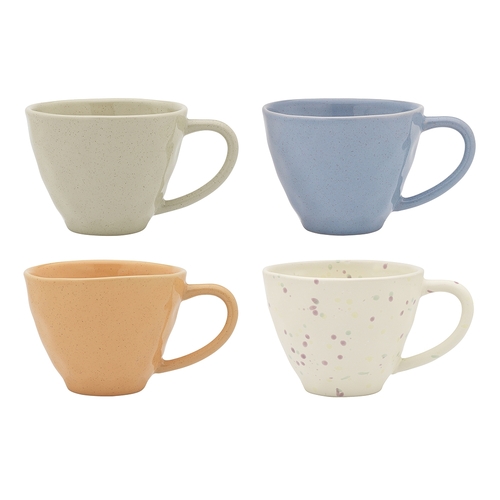 4pc Ecology Speckle Stoneware Drinking Tea/Coffee Mugs Assorted 380ml