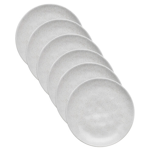 6PK Ecology Speckle Milk 15cm Stoneware Cake Plate Round - White