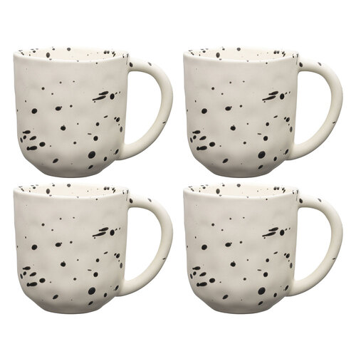 4PK Ecology Speckle Polka 410ml Stoneware Straight Mug w/ Handle Round