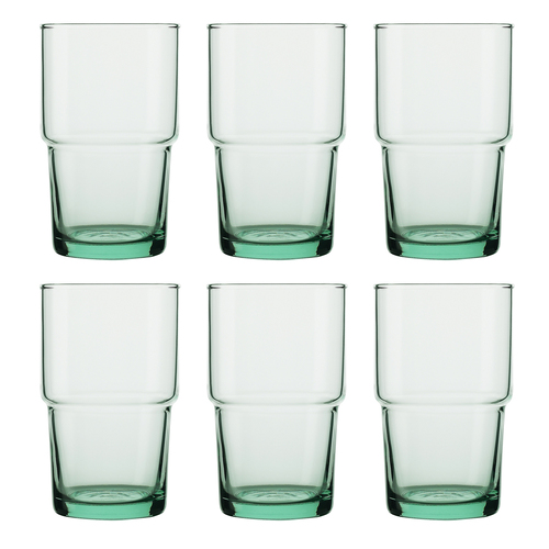 6pc Ecology Habitat Hi Ball Glasses Soft Green 390ml