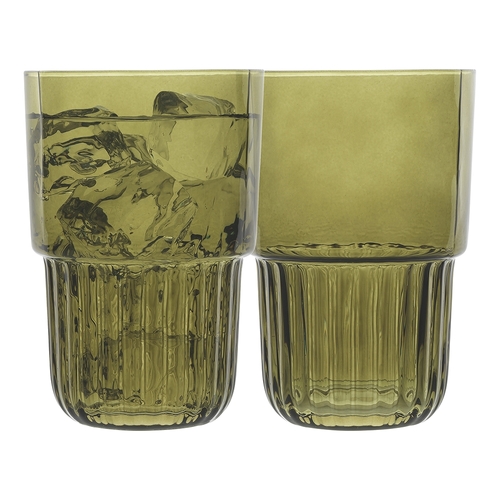 4pc Ecology Callisto HiBall Tumblers Drinking Glasses 410ml/12.5cm Olive Green