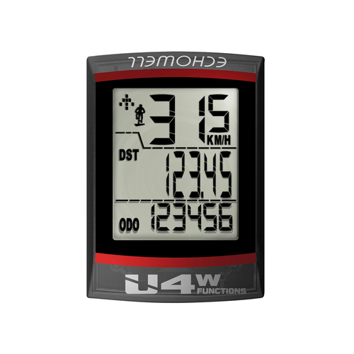 Echowell U-4W Cycling LCD Wireless Computer/Odometer - Black