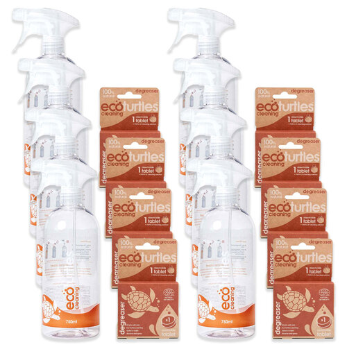 8PK Eco-Cleaning Turtles Degreaser Spray Bottle & Tablet