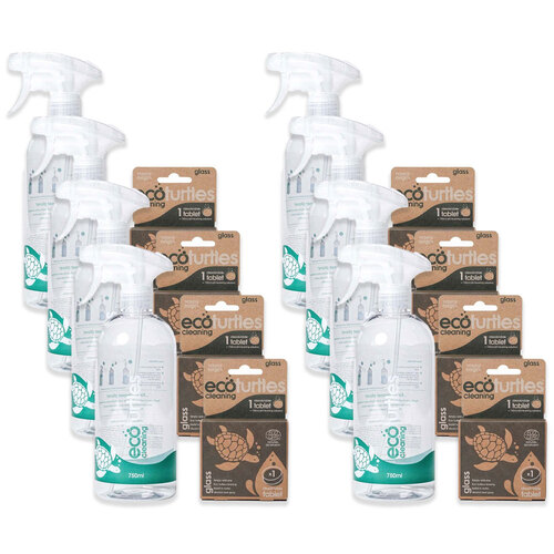 8PK Eco-Cleaning Turtles Glass Cleaner Spray Bottle & Tablet