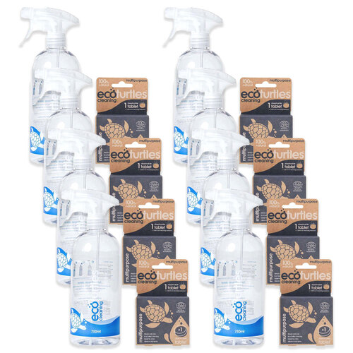 8PK Eco-Cleaning Turtles Multipurpose Spray Bottle & Tablet