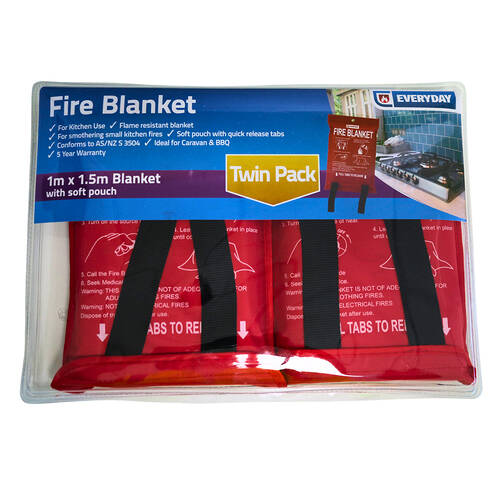 2pc Everyday Fire Blanket 1m x 1.5m Essential Survival Safety