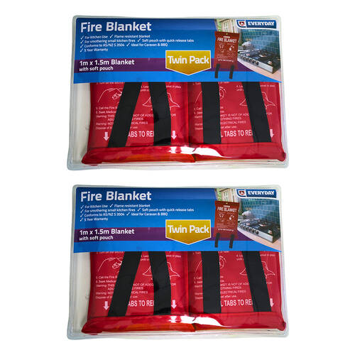 4pc Everyday Fire Blanket 1m x 1.5m Essential Survival Safety