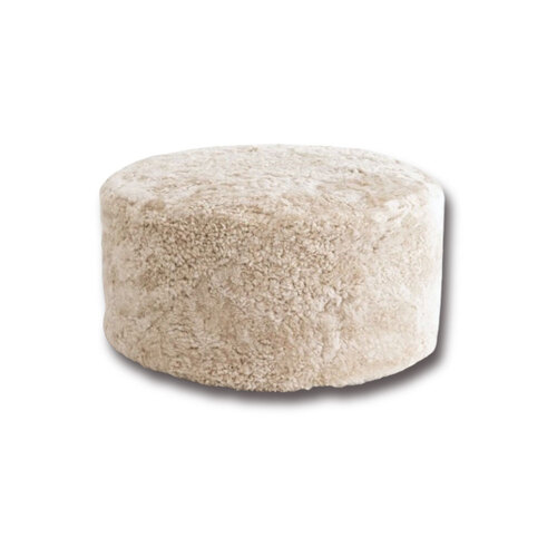 Huxford Grove The Jamieson Sheepskin Ottoman Pouffe 60cm - Eggshell