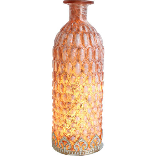 LVD Glass Lantern LED Bottle Home/Lounge Decor 24.5cm Terra