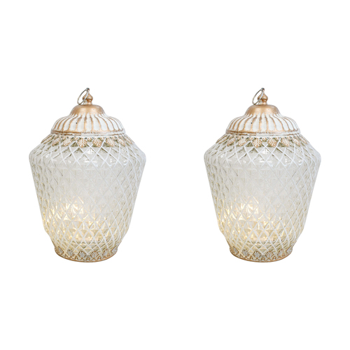 2PK LVD Lantern X-Large LED Vasa Decorative Lighting Home Decor White