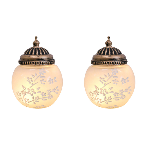 2PK LVD Lantern LED Round Vine Frost Decorative Lighting 14cm Home Decor