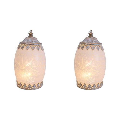 2PK LVD Lantern LED X-Large Crackle Decorative Lighting 19.5cm Home Decor