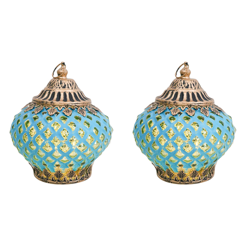 2PK LVD Lantern LED Temple Blue Mojito Decorative Lighting 15cm Home Decor