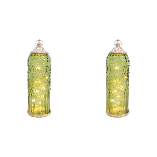 2PK LVD Lantern LED Baroque Avocado Decorative Lighting 22.5cm Home Decor