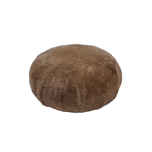 Auskin Shorn Sheepskin Pouffe Leather Base 60cm - Butterscotch