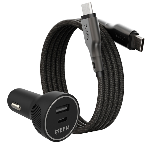 EFM 48W Car Phone Charger w/ 1m Mag-Coil USB-C Cable - Black