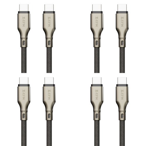 4PK EFM Pro Power 1m Male USB-C Data Cable For Samsung S23+ - Black