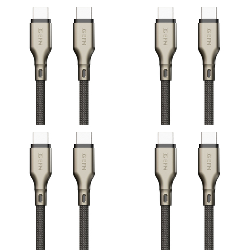 4PK EFM Pro Power 2m Male USB-C Data Cable For Samsung S23+ - Black