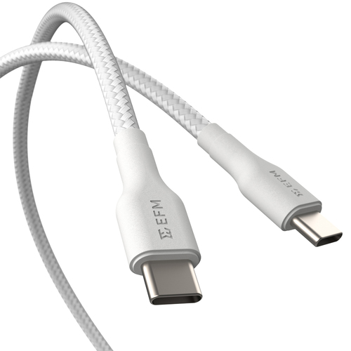 EFM USB-C to USB-C Braided Power & Data Cable 1m - White