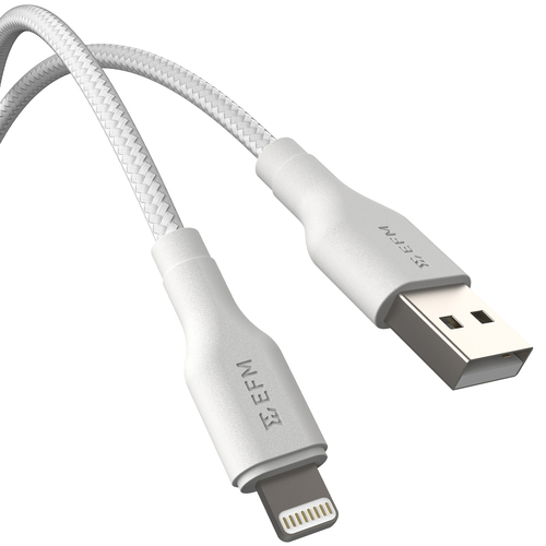 EFM USB-A to Lightning Braided Power & Data Cable 2m - White