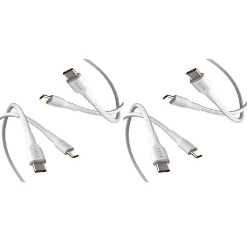 4pc EFM 1M Braided Cable USB-C to Type-C Charging Cord - White