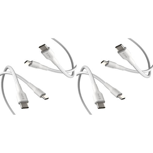 4pc EFM 2M Braided Cable USB-C to Type-C Charging Cord - White