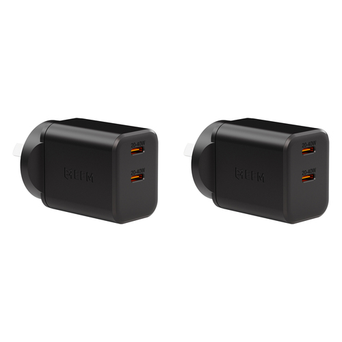 2PK EFM Eco 40W Dual Port Mobile Phone Wall Charger - Black