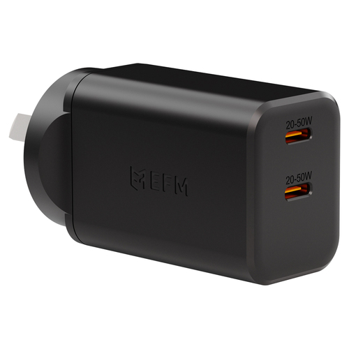 EFM Eco 50W Dual Port Mobile Phone Wall Charger - Black