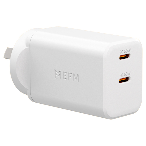 EFM Eco 50W Dual Port Mobile Phone Wall Charger - White