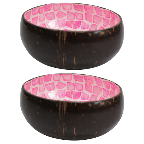 2PK LVD Pink 13cm Decorative Coco MOP Bowl Home Decor Round