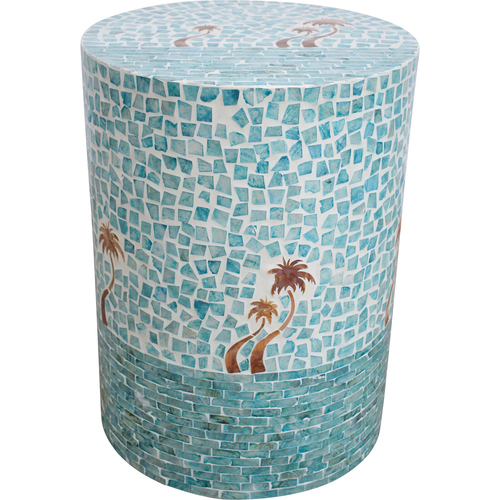 LVD Capiz/MDF Stool Round Furniture 35x47cm - Blue Palm