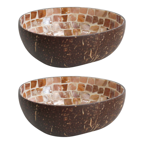 2PK LVD Natural Quartz 13cm Decorative Coco MOP Bowl Home Decor Round