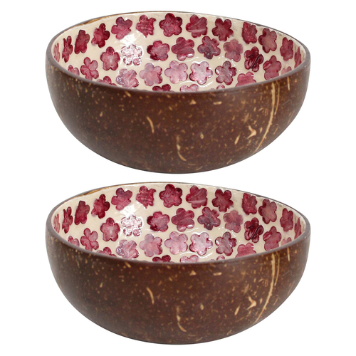 2PK LVD Mulberry Daisy 13cm Decorative Coco Capiz Bowl Home Decor Round