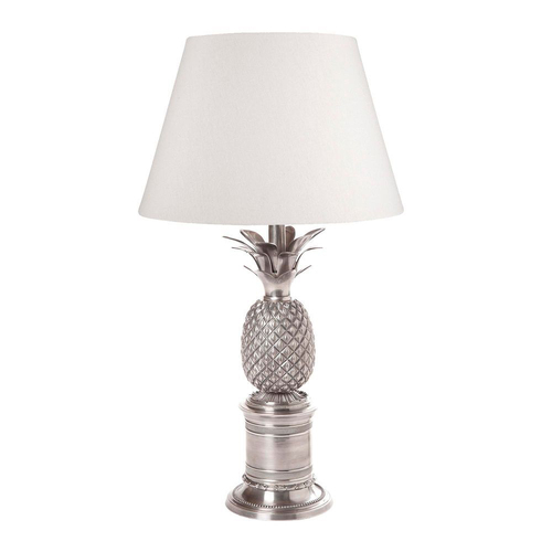 Belle Bermuda Pineapple Table Lamp w/ Brass Base 46cm - Antique Silver