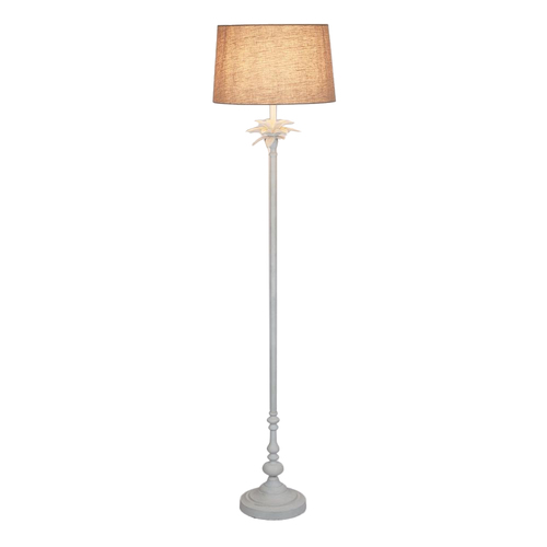 Belle Casablanca Floor Lamp w/ Brass Base 155cm - White