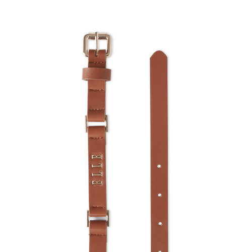 Elle Women's Zelie Slim D Ring Detail Belt Tan Large