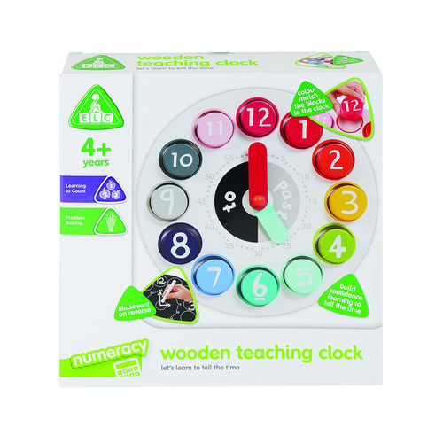 ELC Wooden Teaching Clock Kids/Childrens Toy 4y+