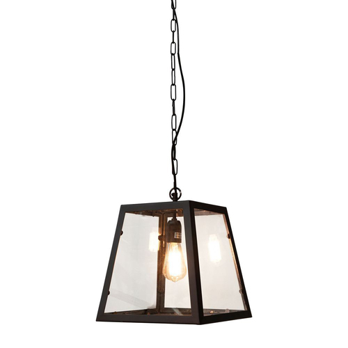 Belle Alphise Iron/Glass Ceiling Pendant Light 31cm - Black