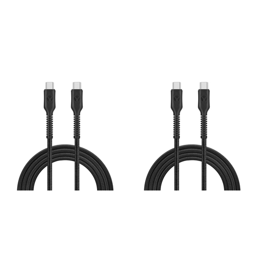 2PK Bonelk Long-Life Easy Grip 2m Male USB-C Cable 100W - Black