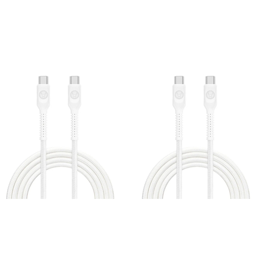 2PK Bonelk Long-Life 1.2m/100W Easy Grip USB-C to Type C Cable - White