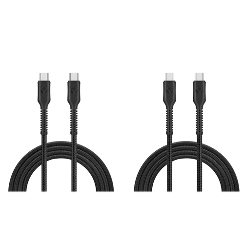 2PK Bonelk Long-Life 1.2m/60W Easy Grip USB-C to Type C Cable - Black