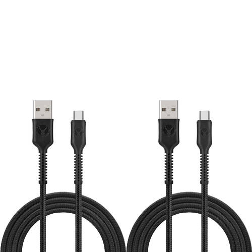 2PK Bonelk Long-Life Easy Grip USB-A to USB-C Cable Cord 60W 2M Black