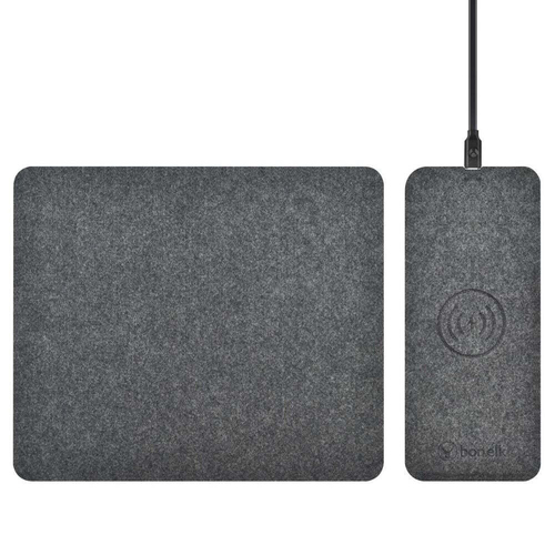 Bonelk Split Qi Wireless Mouse Mat 37cm For iPhone 15/Samsung S24 Grey