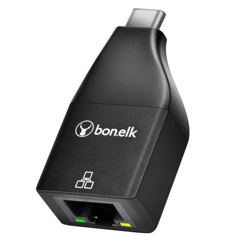 Bonelk USB-C Male To Female Gigabit Ethernet Adapter - Black